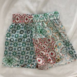 Zara printed satin shorts.